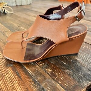 STAUD Brown Wedge Sandals